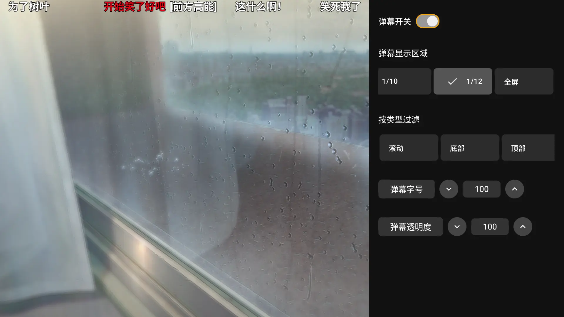 视频播放界面（包含弹幕）